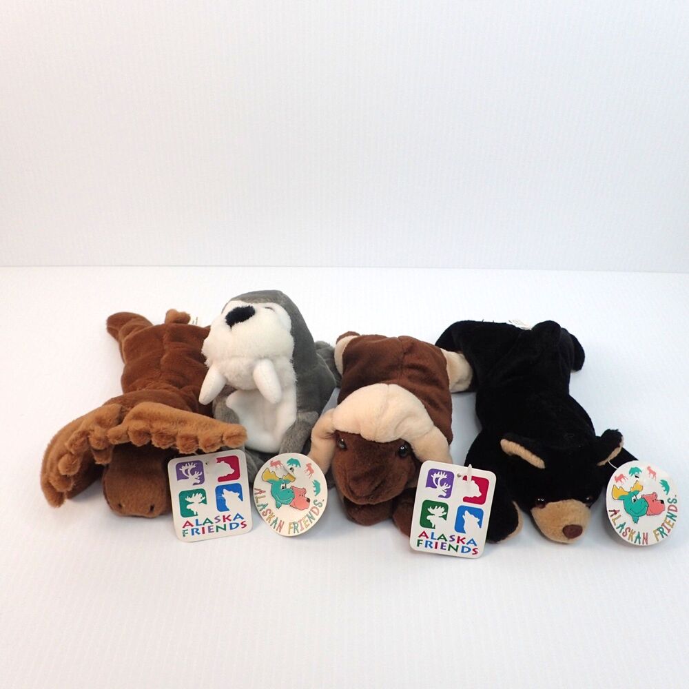 Arctic Animals Beanie Baby Lot Of 4 Bear Walrus Musk Ox Moose